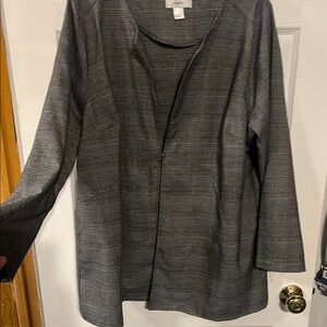 CJ Banks Black and Gray Striped Blazer